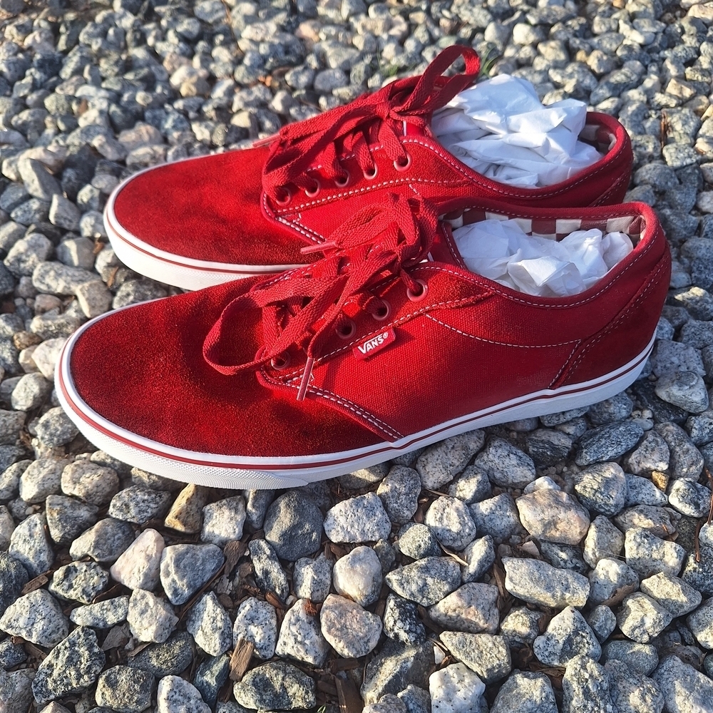 Vans Atwood Red Chili Pepper Sneakers Checkerboard Liner 11.5